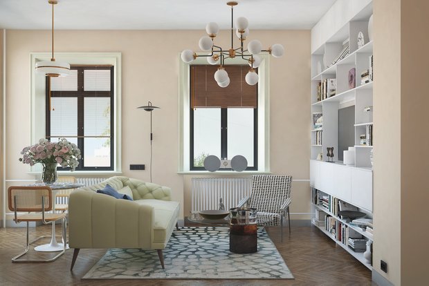 Фотография: Гостиная в стиле Современный, Ремонт на практике, ламинат, ламинат на полу, ламинат на стене – фото на INMYROOM