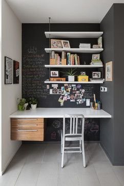 Фотография: Кабинет в стиле Скандинавский, Декор интерьера, DIY, Декор, грифельная краска, графитовая краска, краска для школьных досок в интерьере, грифельная краска с эффектом школьной доски – фото на INMYROOM