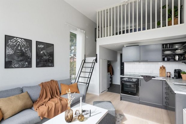 Фотография:  в стиле , Белый, Черный, Серый, Дом и дача, до 40 метров – фото на INMYROOM