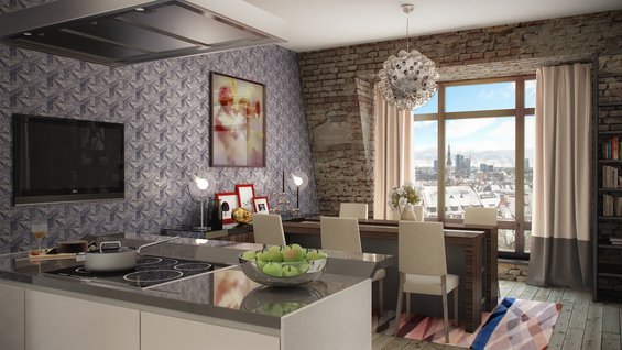 Фотография: Кухня и столовая в стиле Лофт, Квартира, Дома и квартиры – фото на INMYROOM