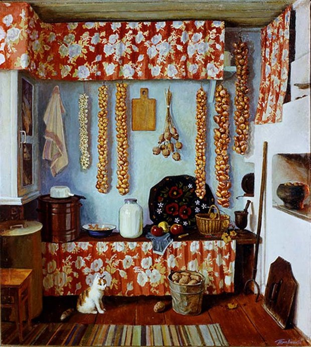 Травников Герман Алексеевич (Россия, 1937) «Кухня» центральная часть триптиха «Отчий дом» 1985