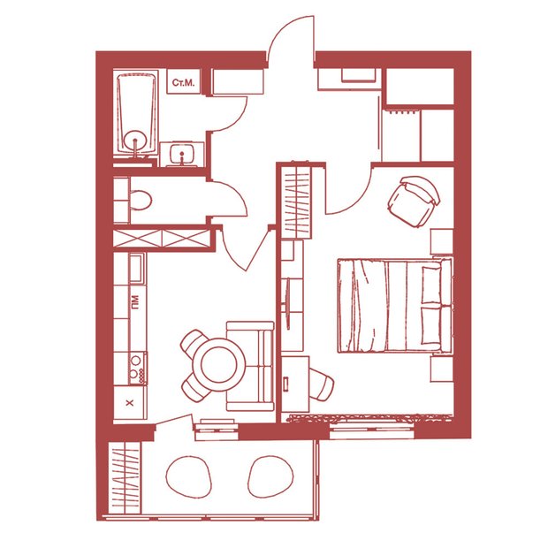 Фотография:  в стиле , Скандинавский, Квартира, Переделка, 1 комната, до 40 метров, Екатерина Безъязычная, Санкт-Петербруг – фото на INMYROOM
