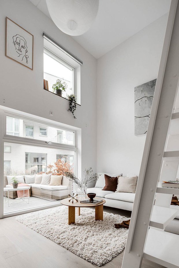 Фотография: Гостиная в стиле Скандинавский, Декор интерьера, Квартира, Белый, Минимализм, Бежевый, до 40 метров – фото на INMYROOM