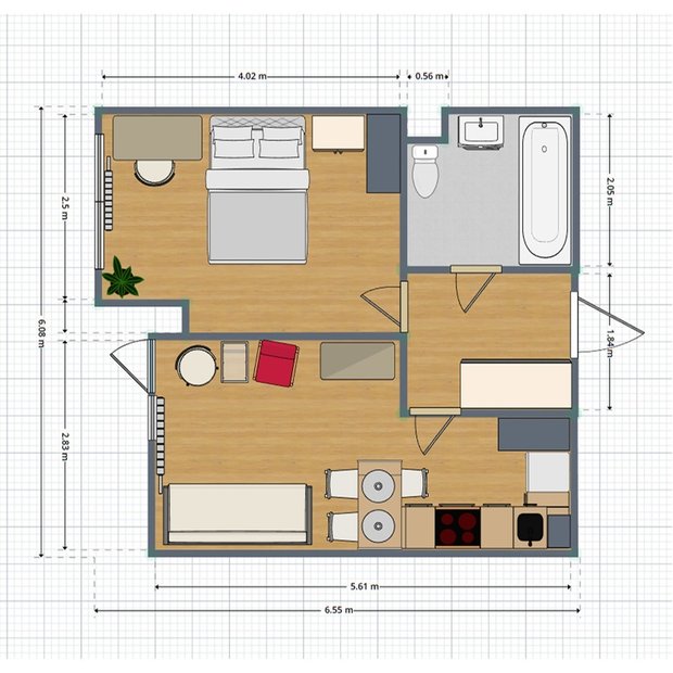 Фотография: Планировки в стиле , Скандинавский, Малогабаритная квартира, Квартира, Проект недели, 2 комнаты, до 40 метров, Монолитно-кирпичный, Девяткино, Алла Добросердова – фото на INMYROOM