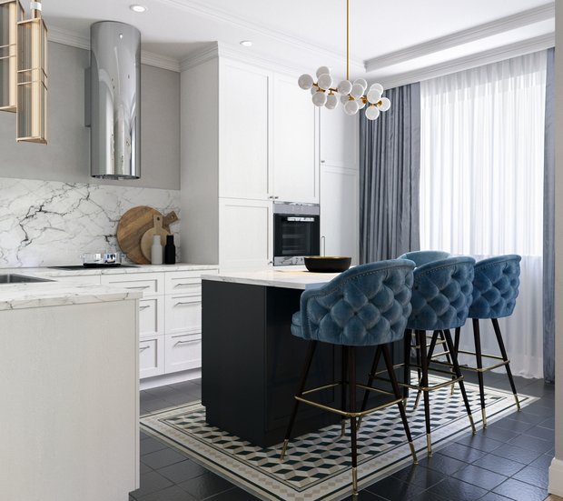 Фотография: Кухня и столовая в стиле Современный, Квартира, Проект недели, Московская область, Ольга Розина, 2 комнаты, 60-90 метров, Монолитно-кирпичный – фото на INMYROOM