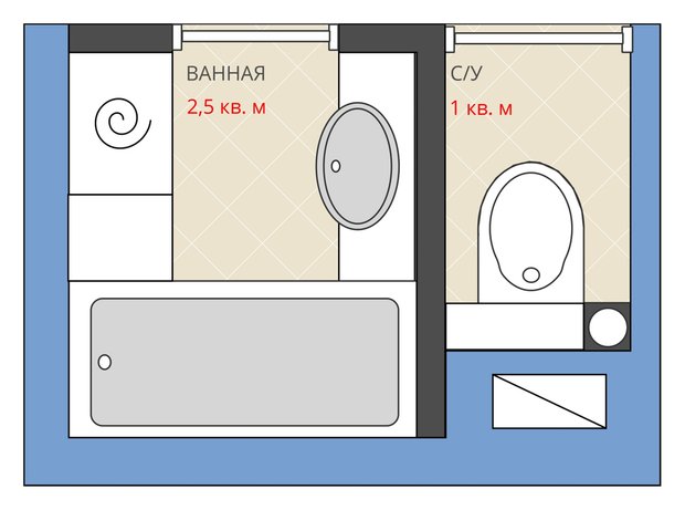 Фотография: Ванная в стиле Эклектика, Перепланировка, Анастасия Киселева, Максим Джураев, ГМС-1, энциклопедия_сантехника – фото на INMYROOM