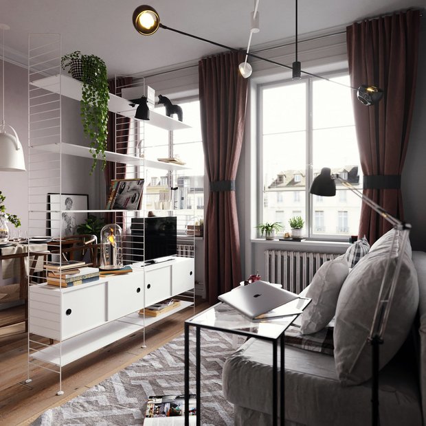 Фотография: Гостиная в стиле Скандинавский, Современный, Малогабаритная квартира, Квартира, Студия, Советы, 1 комната – фото на INMYROOM