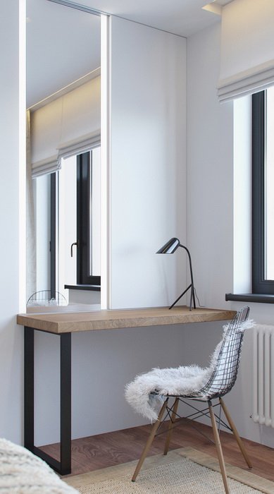 Фотография: в стиле , Спальня, Скандинавский, Белый, Минимализм, Проект недели, Черный, Москва, Коричневый, Евгения Лыкасова, Панельный дом – фото на INMYROOM