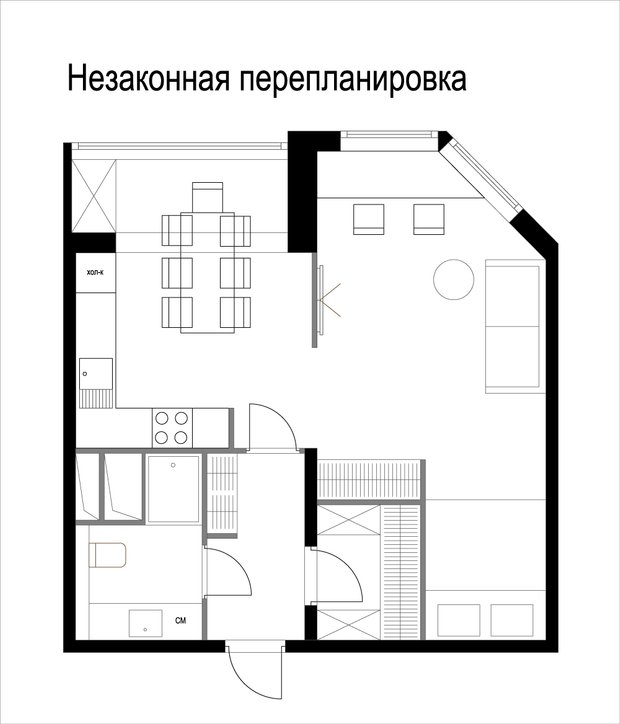 Фотография: Планировки в стиле , Малогабаритная квартира, Советы, Перепланировка, Никита Морозов, KM Studio, КОПЭ-М-Парус, однокомнатная квартира в КОПЭ-М-Парус, ошибки в планировке малогабаритки – фото на INMYROOM