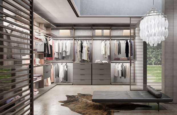 Фотография: Гардеробная в стиле Современный, Гид, Зонирование, UNION, раздвижные перегородки, зонирование с помощью перегородок – фото на INMYROOM