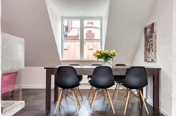 Фотография: Кухня и столовая в стиле Минимализм, Декор и DIY, Квартира, Дома и квартиры, Пентхаус, Стокгольм, Мансарда – фото на INMYROOM
