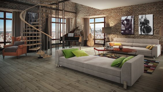 Фотография: Гостиная в стиле Лофт, Квартира, Дома и квартиры – фото на INMYROOM