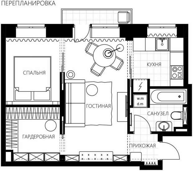 Фотография:  в стиле , Современный, Квартира, Переделка, Хрущевка, 40-60 метров – фото на INMYROOM