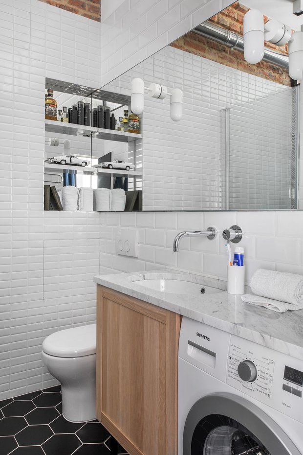 Фотография: Ванная в стиле Современный, Лофт, Квартира, Проект недели, Москва, Максим Тихонов, m2project, Сталинка, 2 комнаты, 40-60 метров – фото на INMYROOM