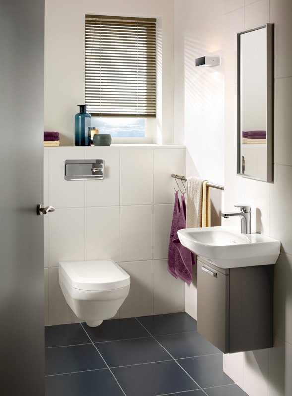 Фотография:  в стиле , Ванная, Советы, Villeroy & Boch, дизайн ванной комнаты, дизайн маленького санузла, Thomas Kannengiesser, SupraFix, Direct Flush, Soft Closing System, TitanCeram, Octagon, antibac, CeramicPlus – фото на INMYROOM