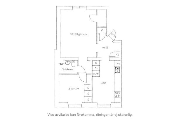 Фотография: Планировки в стиле , Скандинавский, Малогабаритная квартира, Квартира, Цвет в интерьере, Дома и квартиры, Белый, Гетеборг, 2 комнаты, 40-60 метров – фото на INMYROOM