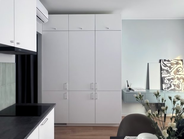 Фотография:  в стиле , Малогабаритная квартира, Квартира, Студия, Переделка, Московская область, до 40 метров, минимализм с элементами современного дизайна, Юлия Саргсян – фото на INMYROOM