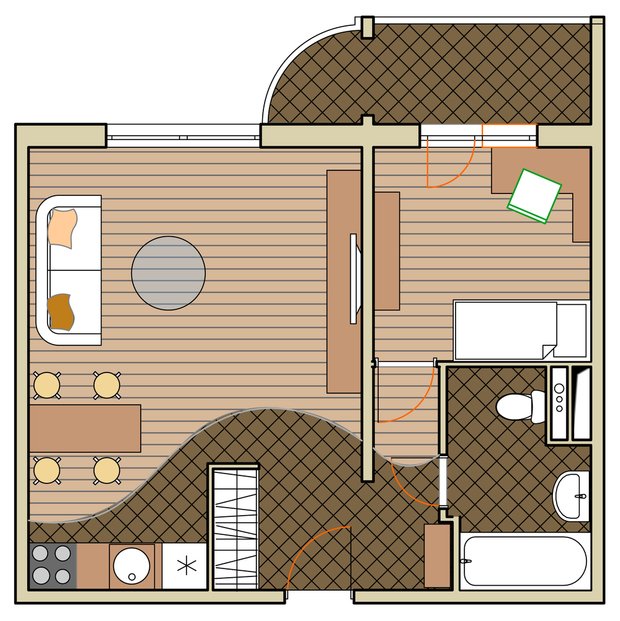 Фотография: Планировки в стиле , Квартира, Дома и квартиры, Перепланировка, Переделка, П-111М, Панельный дом, 1 комната, 40-60 метров – фото на INMYROOM