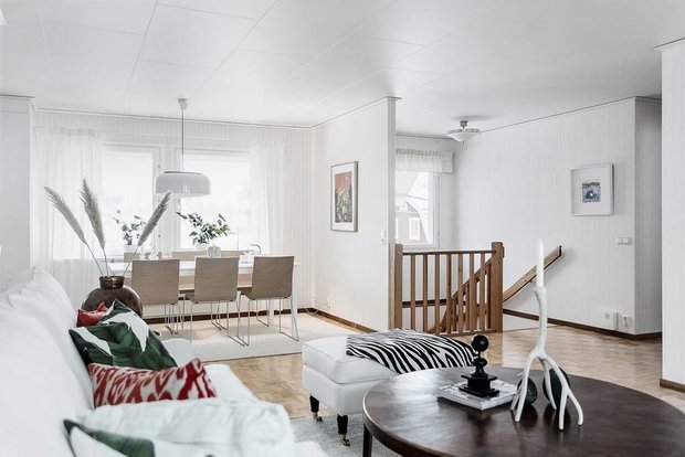 Фотография: Гостиная в стиле Современный, Кухня и столовая, Декор интерьера, Дом, Швеция, Стокгольм, как создать уютную атмосферу, 4 и больше, Более 90 метров, гостеприимный интерьер – фото на INMYROOM