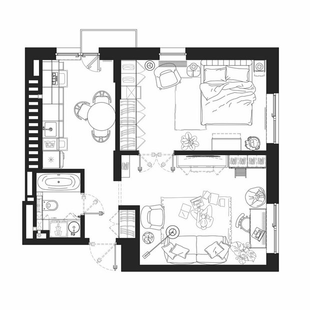 Фотография:  в стиле , Квартира, Советы, 2 комнаты, 40-60 метров, Бохо – фото на INMYROOM