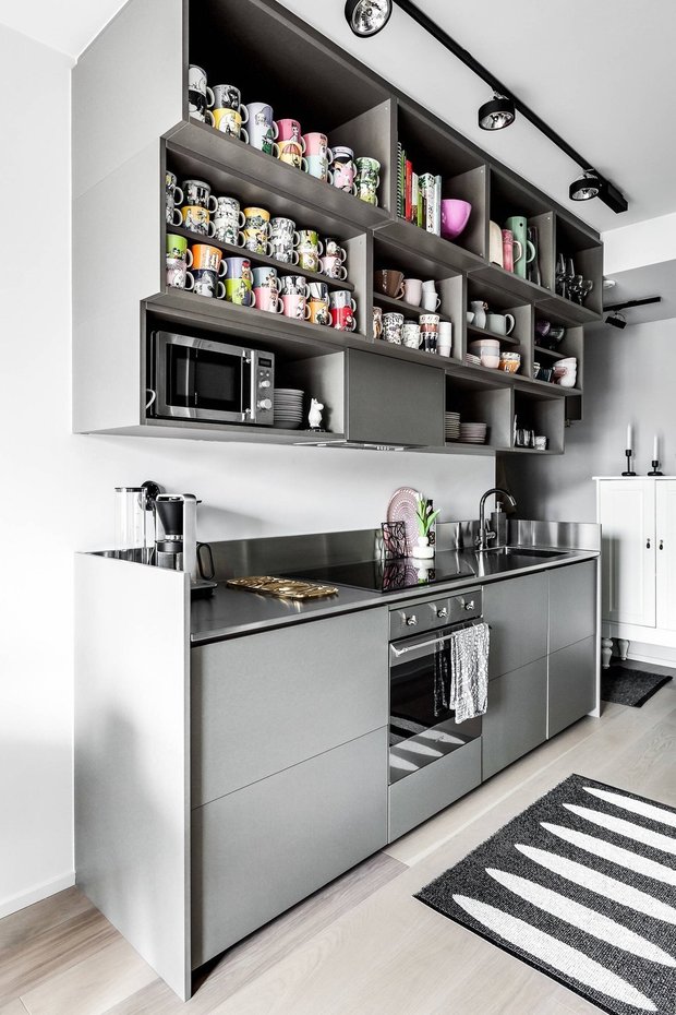 Фотография: Кухня и столовая в стиле Скандинавский, Декор интерьера, Малогабаритная квартира, Квартира, Швеция, Серый, идеи для малогабариток, как оформить малогабаритку, дизайн малогабаритки, 1 комната, до 40 метров, энциклопедия_интерьер – фото на INMYROOM