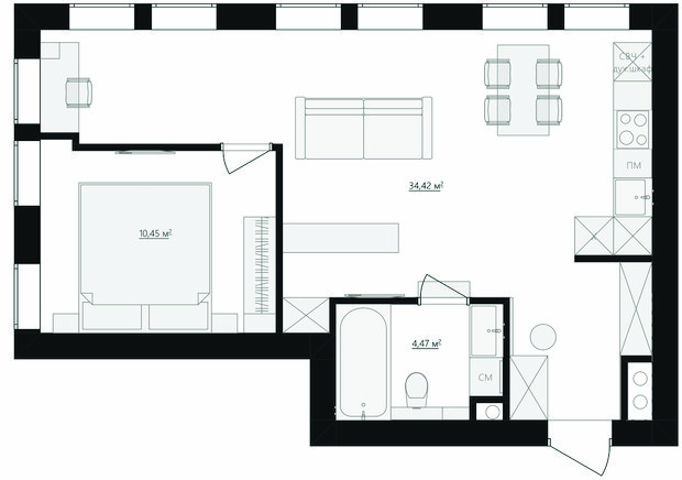 Фотография: в стиле , Современный, Квартира, Проект дня, Москва, 2 комнаты, 40-60 метров – фото на INMYROOM