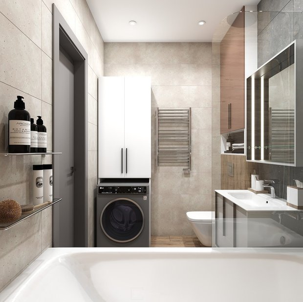 Фотография: Ванная в стиле Современный, Квартира, Студия, Дом, Перепланировка, малогабаритка, до 40 метров, CoolaginDesign, Артем Кулагин – фото на INMYROOM