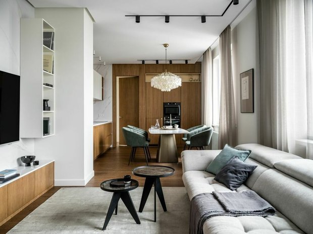 Фотография: Гостиная в стиле Современный, Проект недели, 4 и больше, Более 90 метров – фото на INMYROOM