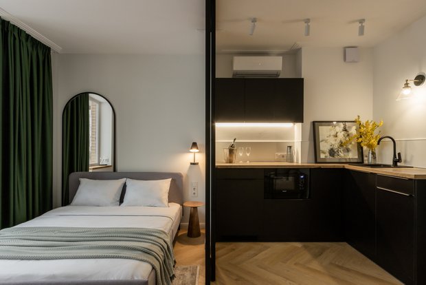 Фотография:  в стиле , Современный, Малогабаритная квартира, Квартира, Проект дня, Санкт-Петербург, Панельный дом, 1 комната, до 40 метров, Мария Качкина – фото на INMYROOM