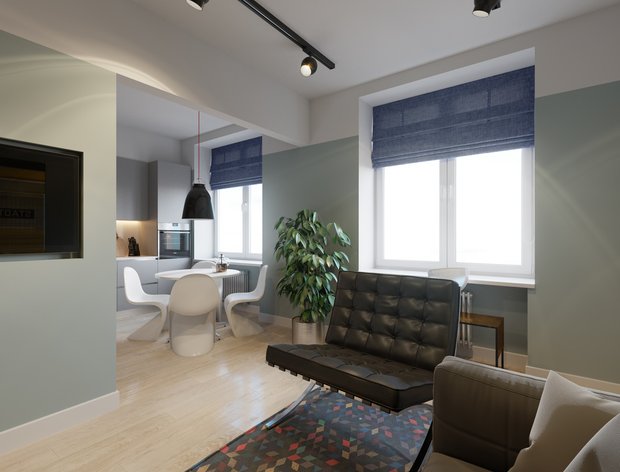 Фотография: в стиле , Современный, Квартира, Проект недели, Москва, Серый, Кирилл Романюк, Алексей Дякин, FonBureau, Кирпичный дом, 2 комнаты, 40-60 метров – фото на INMYROOM