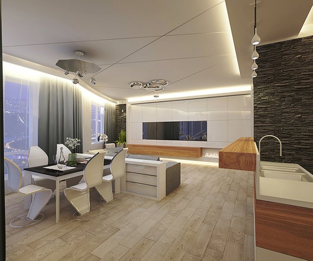 Фотография:  в стиле , Квартира, Белый, Минимализм, Проект недели, Москва, Бежевый, Серый, Александр Марченков, Sketch2life, новостройка, Монолитный дом, 3 комнаты, Более 90 метров – фото на INMYROOM