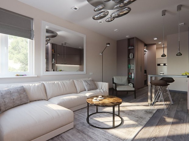 Фотография: Гостиная в стиле Современный, Гид, Гранд, диван-кровать, малогабаритка – фото на INMYROOM