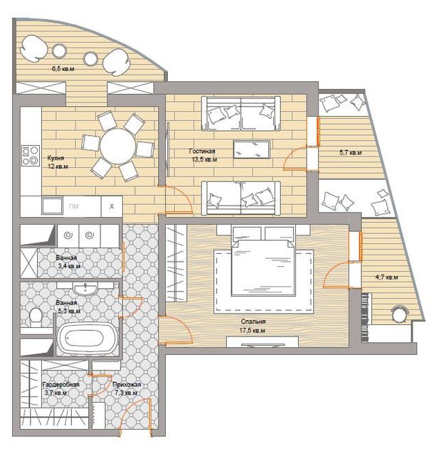 Фотография: Планировки в стиле , Перепланировка, Наталья Преображенская, Максим Джураев, Студия дизайна интерьеров "Уютная Квартира", И-155Б, энциклопедия_перепланировка – фото на INMYROOM