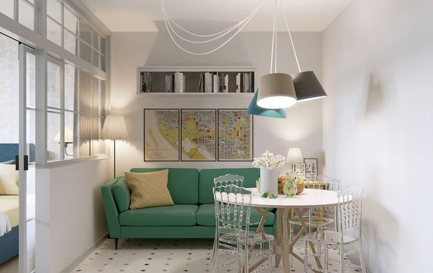 Фотография: Гостиная в стиле Современный, Кухня и столовая, Советы, Марина Саркисян, Илья Насонов, Никита Зуб, Сергей Малицкий, кухня-столовая, идеи для малогабаритки, обеденная зона в малогабаритке, Евгения Матвеенко – фото на INMYROOM