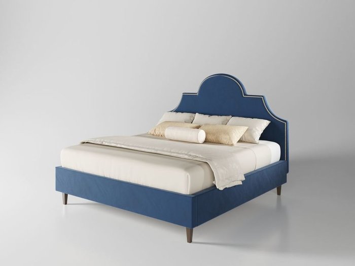 Кровать Бриэль 140х200 тёмно-синего цвета  с подъемным механизмом