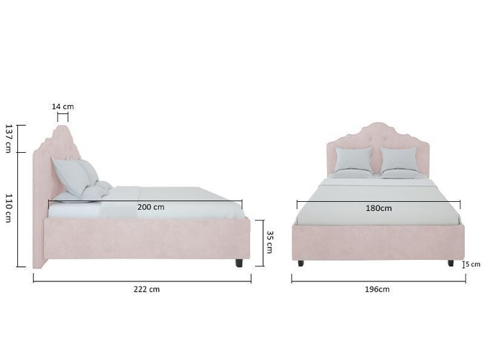 Кровать Palace 180x200 см Велюр Пыльная роза - купить Кровати для спальни по цене 102000.0