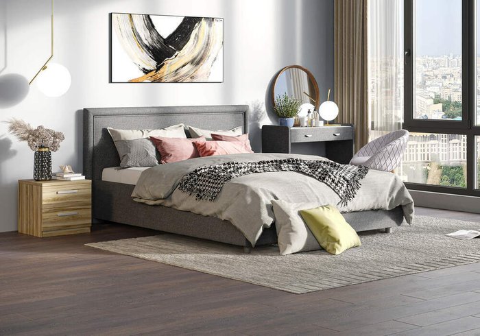 Кровать Bergamo 160х200 темно-коричневого цвета без основания и подъемного механизма - лучшие Кровати для спальни в INMYROOM