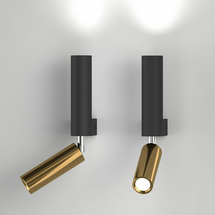 Настенный светодиодный светильник Pitch черно-латунного цвета - купить Бра и настенные светильники по цене 3990.0
