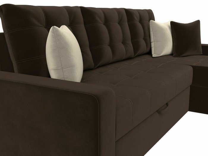 Угловой диван-кровать Ливерпуль коричневого цвета правый угол - лучшие Угловые диваны в INMYROOM