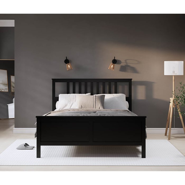 Кровать Кымор 140х200 черного цвета без подъемного механизма - лучшие Кровати для спальни в INMYROOM