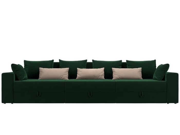 Прямой диван-кровать Мэдисон Long зелено-бежевого цвета - купить Прямые диваны по цене 50990.0