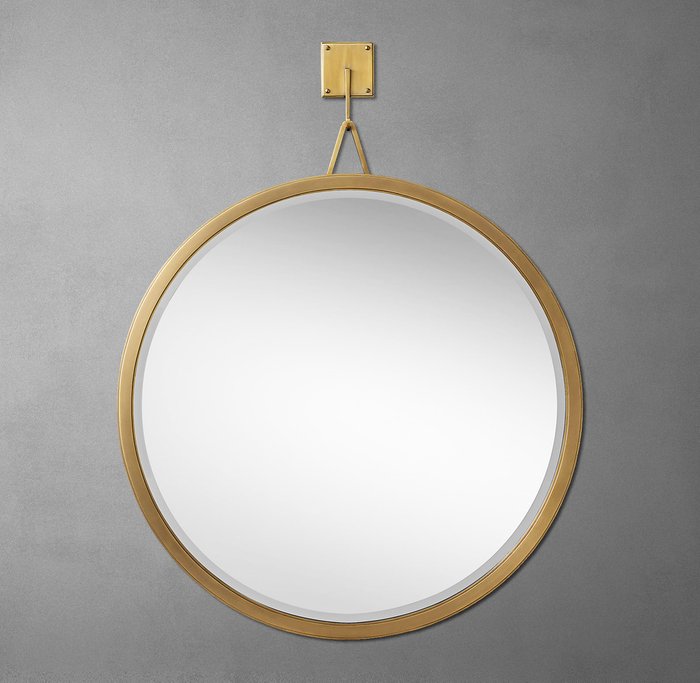 Круглое металлическое зеркало Icon диаметр 90 латунного цвета