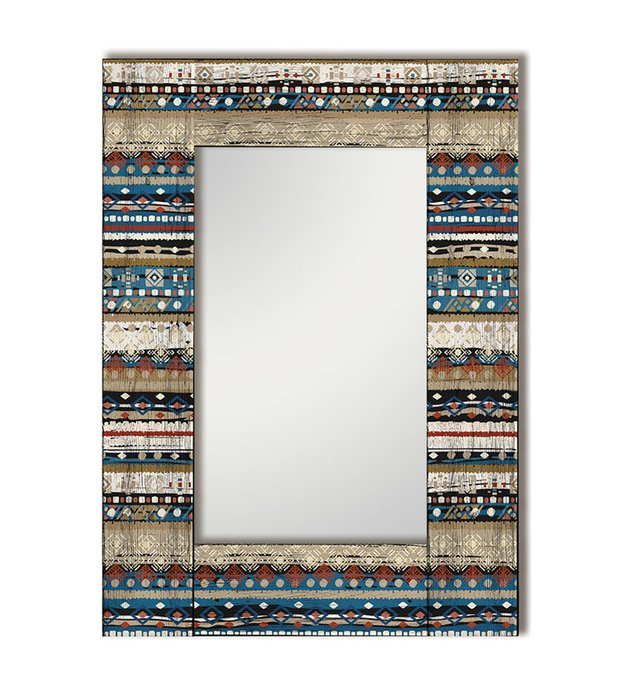 Настенное зеркало Финистер с сине-бежевым узором 75х110