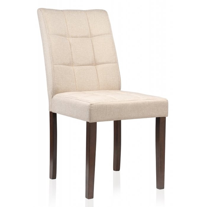 Стул Madina dark walnut fabric cream бежевого цвета Стул Madina dark walnut fabric cream бежевого цвета