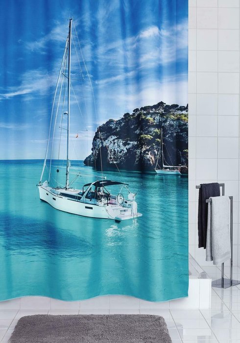 Штора для ванных комнат Blue Paradise синий/белый - купить Шторки для душа по цене 3969.0