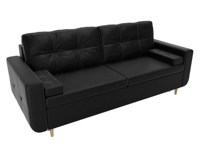 Прямой диван-кровать Кэдмон черного цвета (экокожа) - купить Прямые диваны по цене 39990.0