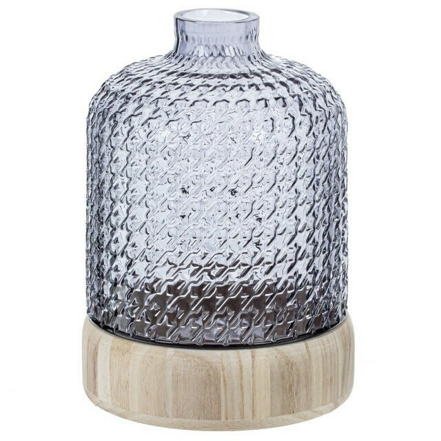 Стеклянная ваза с деревянной подставкой