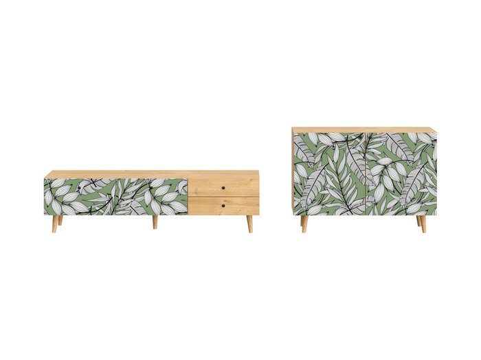 Композиция Frida 1 с принтом Jungle на деревянных ножках - купить Гостиные гарнитуры по цене 75800.0