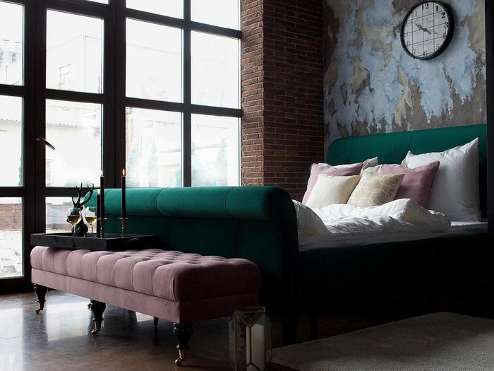 Кровать Lounge бордового цвета 160х200 - купить Кровати для спальни по цене 86600.0