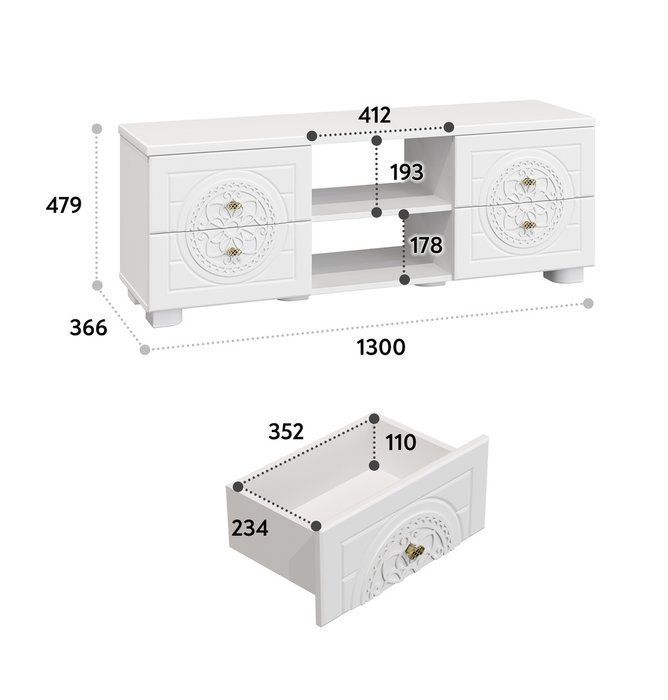 Тумба для телевизора Монблан МБ-39К белое дерево - лучшие Тумбы для ТВ в INMYROOM